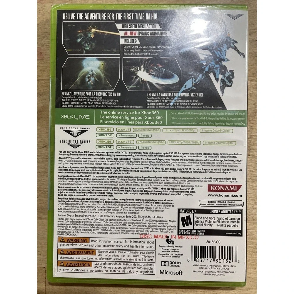 Zone of the Enders HD‎ Collection (Microsoft Xbox 360, 2012). BRAND NEW. SEALED.